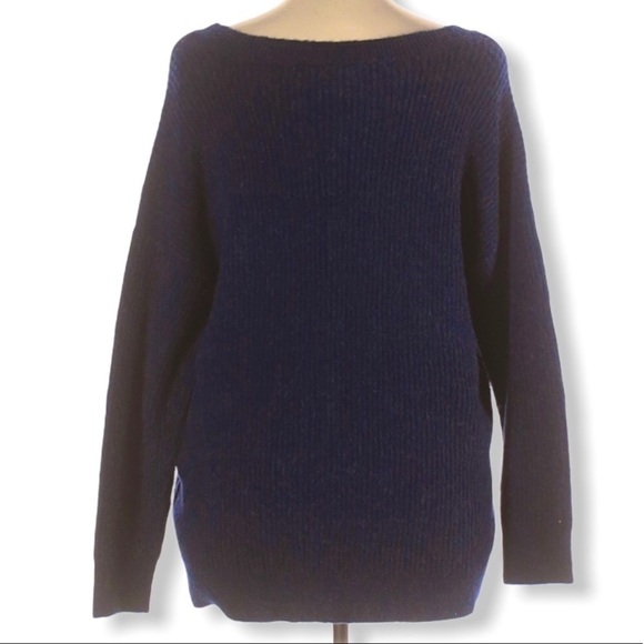 BB DAKOTA Navy Blue Long Sleeve V Neck Sweater - Picture 3 of 4